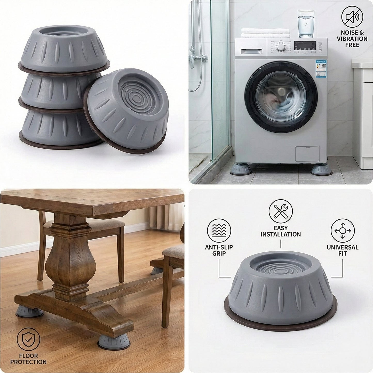Universal  Anti-Vibration Pads – Enhanced  Stability  For Home Appliances [4 Pcs ]