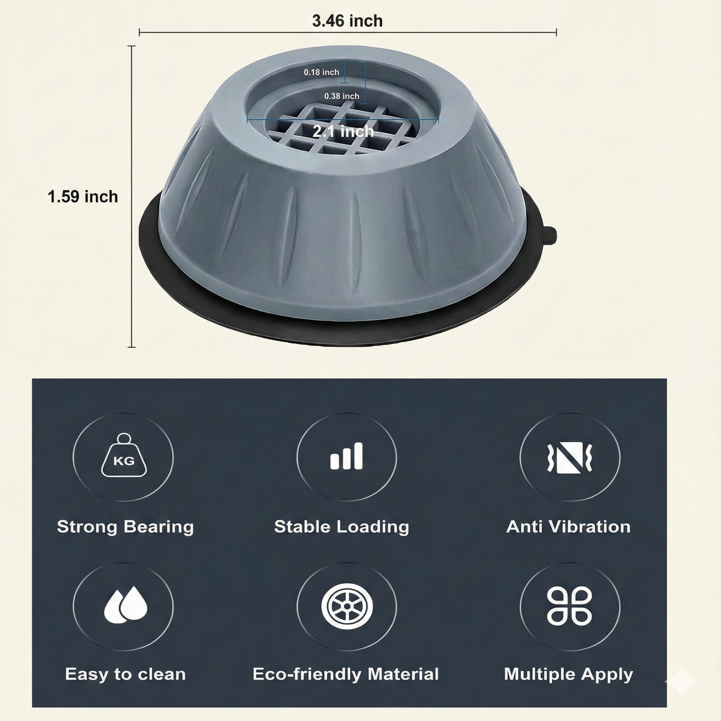 Universal  Anti-Vibration Pads – Enhanced  Stability  For Home Appliances [4 Pcs ]