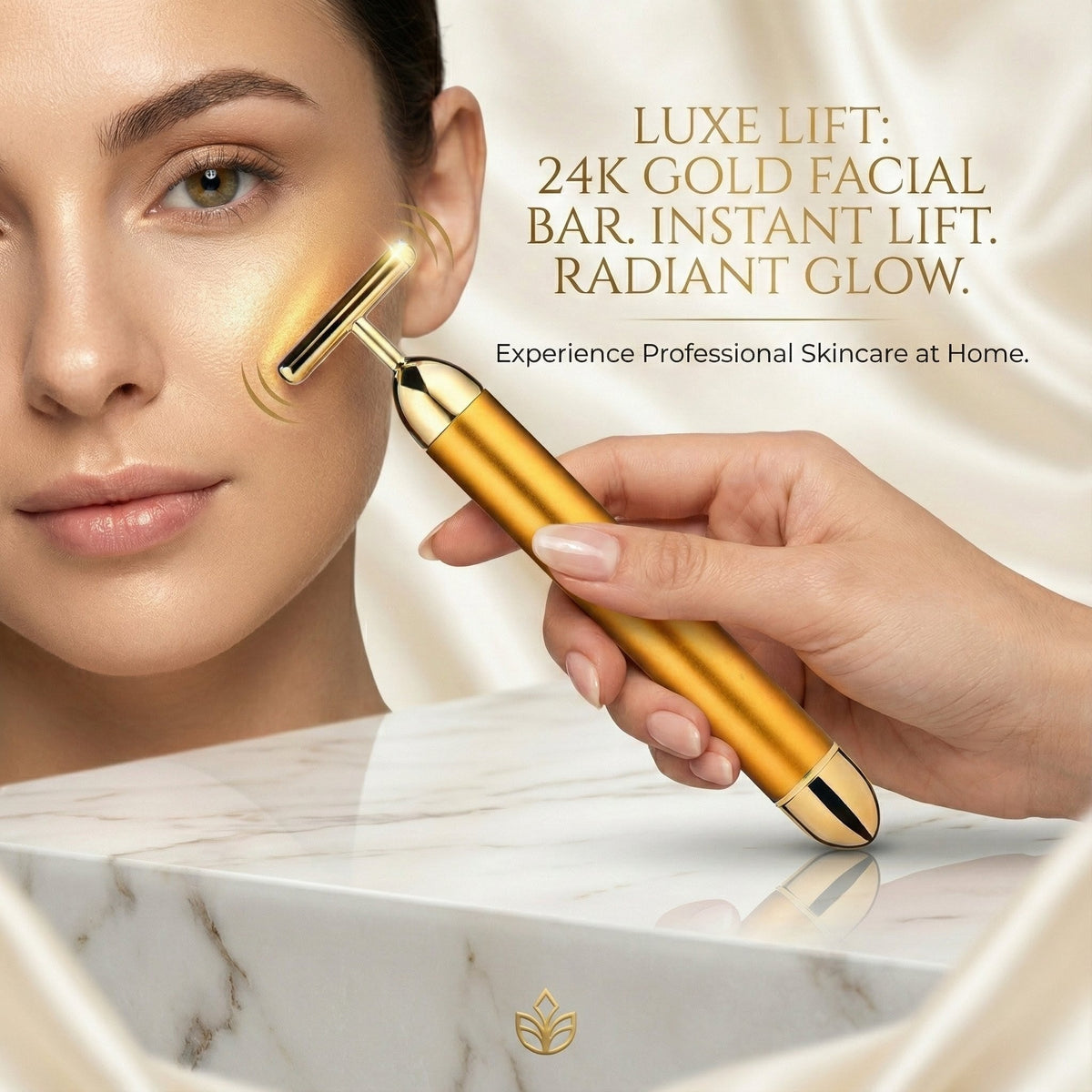 24K Gold Energy Beauty Bar Electric Facial Massage Roller
