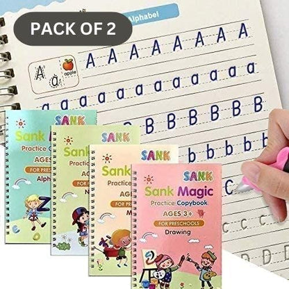 Magic Practice Book Set of 2 ( 8 Book + 20 Refill+2 Pen+2 Grip)