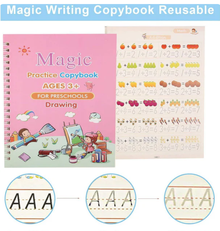 Magic Practice Book Set of 2 ( 8 Book + 20 Refill+2 Pen+2 Grip)