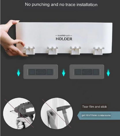 Premium Bathroom Toothbrush Holder with Storage Rack & Cartoon Cups , 8 Toothbrush Holders