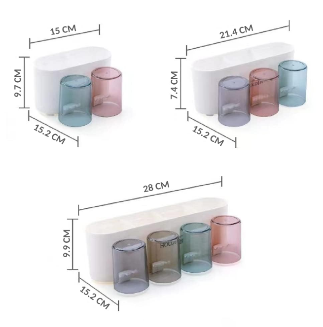 Premium Bathroom Toothbrush Holder with Storage Rack & Cartoon Cups , 8 Toothbrush Holders