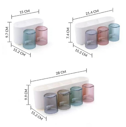 Premium Bathroom Toothbrush Holder with Storage Rack & Cartoon Cups , 8 Toothbrush Holders